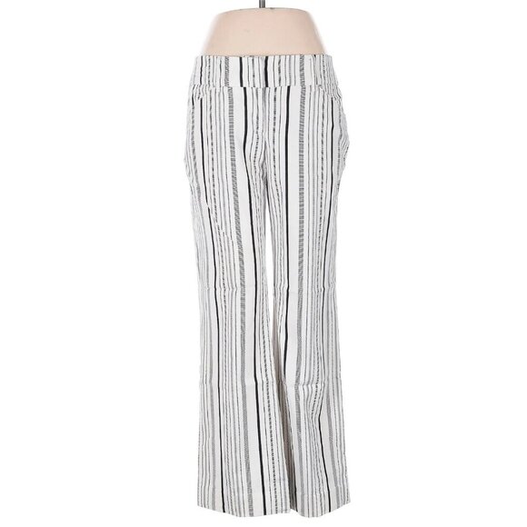7th Ave Suiting Collection NYC Wide Leg Pant White Gray Stripes 4 - Picture 1 of 12